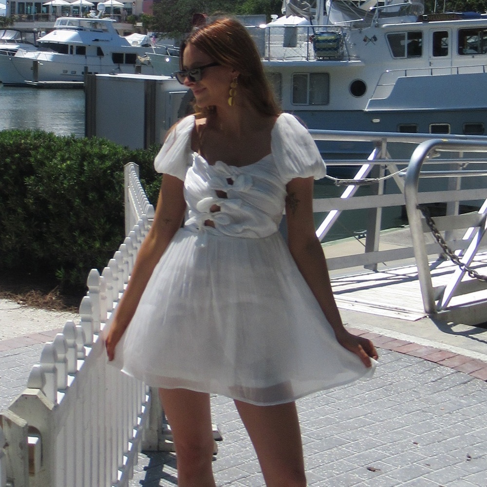 White dress with cut outs